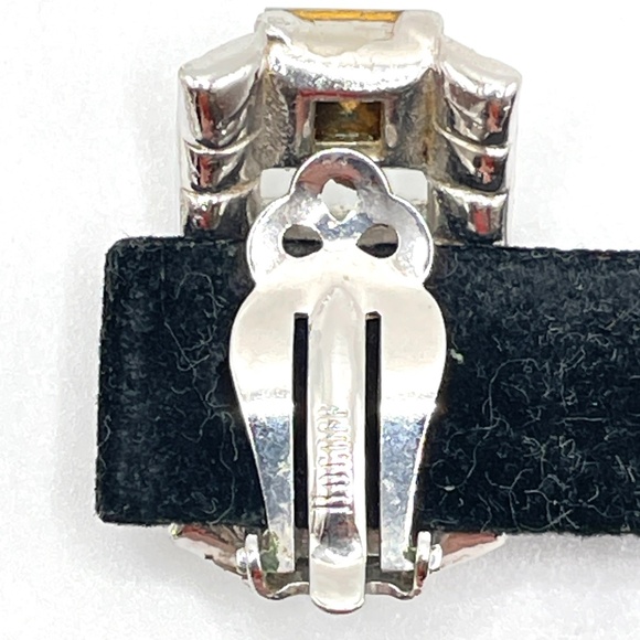 Bogoff Signed Vintage Rhinestone Panel Bracelet Clip Earrings Set - Picture 14 of 15